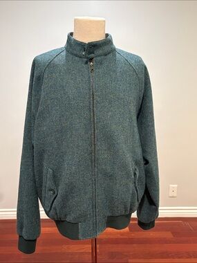 PETER CHRISTIAN Ocean Green Harris Tweed Harrington Jacket Wool Windowpane 44